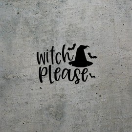Decal Stickers of Witch Please (Black) (Set of 2) Luxury Weatherproof Vinyl Decal Stickers for Laptop Desktop Smartphone Car Dirt Bike Wall Room Mason Jar Bathtub Door Skateboard - ANDsticd26784BL