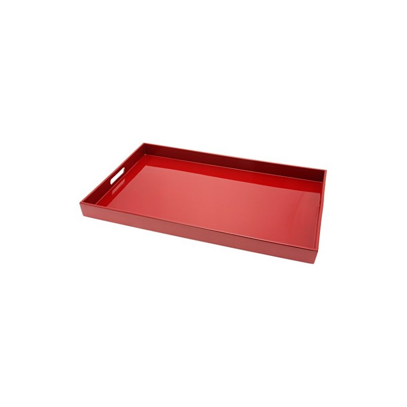 Kotobuki Rectangular Lacquer Serving Tray, 18-3/4-Inch, Red
