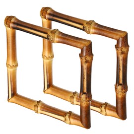 PATIKIL 4x4 Inch Bamboo Purse Handles, 2 Pcs Square Replacement Handmade Rings for Tote Bag Purse Making Decorations, Brown