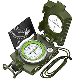 Proster Brújula IP65 para senderismo de supervivencia, brújula de observación lensatic para navegación de camping, brújula con clínómetro y bolsa de t
