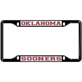 Oklahoma License Plate Frame Black, OU Sooners Car Tag Holder