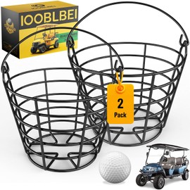 IOOBLBEI Stainless Metal Golf Ball Basket, Golf Ball Bucket with Handle, Holds 50 Balls, 2 Pack Golf Ball Container