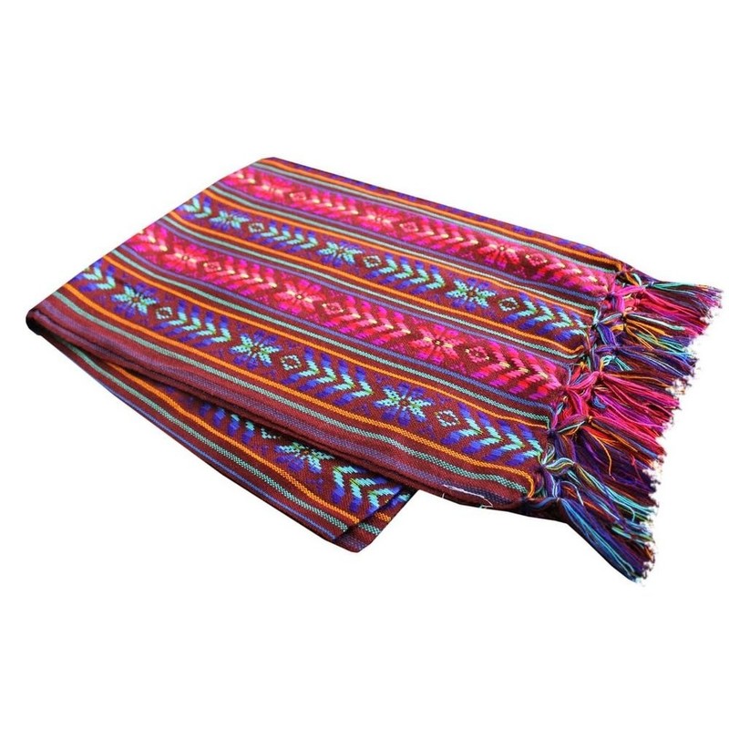 Del Mex Mexican camino de mesa tejida bufanda estilo Rebozo