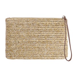FENICAL Straw Clutch Bag Bohemian Zipper Wristlet Summer Beach Handbag for Women Girls