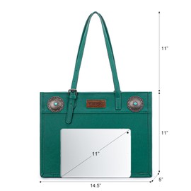 Wrangler Tote bag Western Style Purses for Women Shoulder Bag Synthetic Leather Handbags with Silver Tturquoise WG194-8122TQ