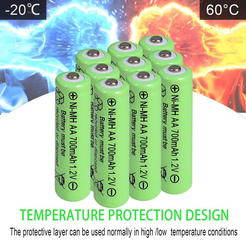 Zsolarigt Rechargeable AA 700mAh Solar Batteries NiMh 1.2V Pre-Charged Double