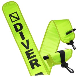 Scuba Choice 4ft Neon Yellow Scuba Diving Surface Marker Buoy Signal Tube, Durable 210D Nylon TPU, Compact BCD Pocket Fit, Easy Oral Inflate, Diver Below Safety Signal with Clip