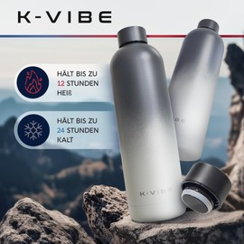 K-VIBE Stainless Steel Drinking Bottle 750 ml, Vacuum Insulated (Grey Gradient)