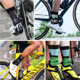 WeciBor 5 Pairs Men's Funny Colourful Casual Novelty Combed Cotton Socks, Black/Green/Blue/Multicoloured Bikes-5M, 47 - 50