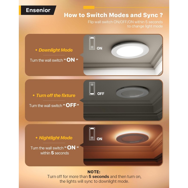 Ensenior 6 Pack 4 Inch LED Recessed Ceiling Light with