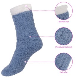 Auidy_6TXD 7 Pairs Womens Fluffy Socks, Winter Warm Socks, Soft Thermal Non Slip Cozy Socks, Coral Fleece Floor Casual Socks l Bed Sock for Sleeping, Home