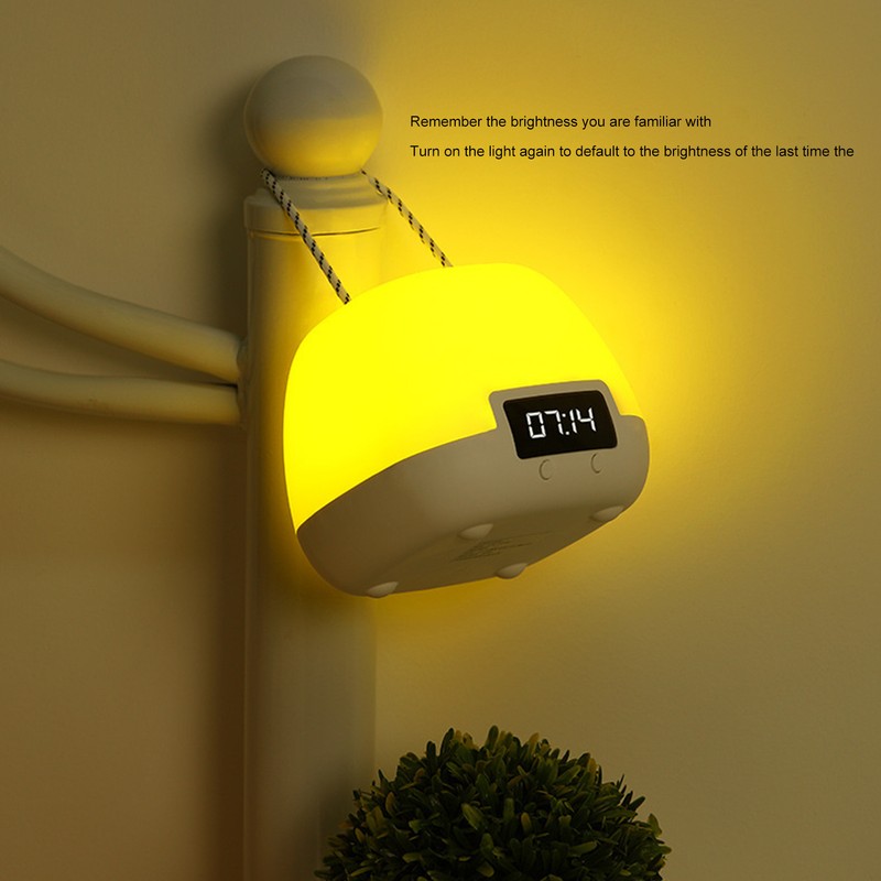 Remote Control Night Light Adjustable LED Portable Bedside Clock Lamp