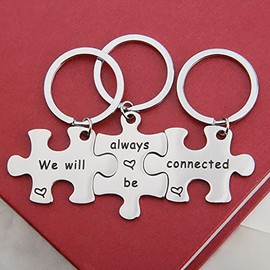 bobauna Puzzle Keychain Set Of 3 Long Distance Gift For Best Friends Sisters (puzzle keychain set of 3)