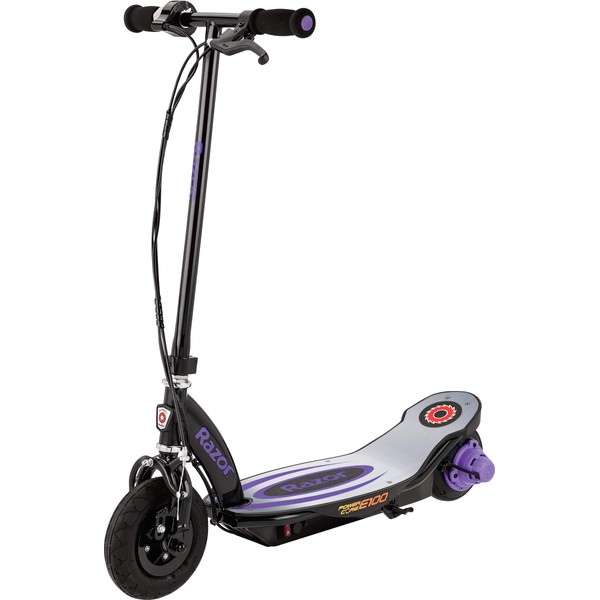 Razor Power Core E100 Electric Scooter for Kids Ages 8+ - 100w Hub Motor, 8" Pneumatic Tire, Up to 11 mph and 60 min Ride Time, For Riders up to 120 lbs