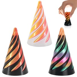 3PCS 3D Printed Fidget Toy, Spiral Cone Fidget Toy, Hypnotiq Spinning Spiral, Pass Through Pyramid, Impossible Pyramid for Home Office Desk Decoration and Gifts