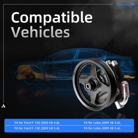 20-386 Power Steering Pump with Pulley Fit for Ford F-150 for F150 2009, Fit for Lobo 2009, 4.6L 5.4L, Replace # 9L3Z3A674B,20386, 20386P1