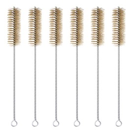 PATIKIL 12" Wire Tube Brush, 6Pcs 1.3" Diameter Brass Wire Tube Brush Pipe Cleaning Supplies for Auto Parts, Bottles, Tubes, Brass Tone