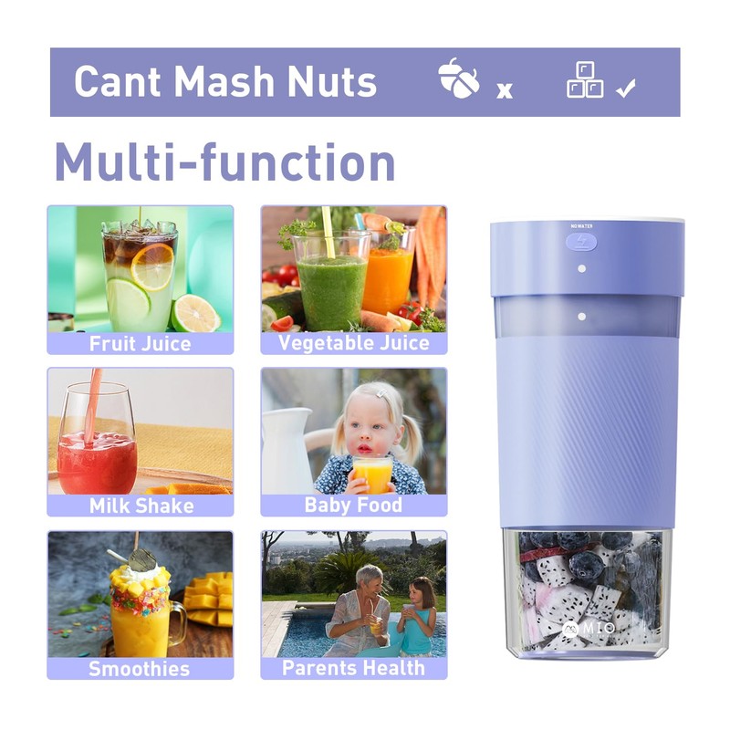 MIO Portable Blender for Smoothies, 10 oz Mini Personal USB-C Rechargeable