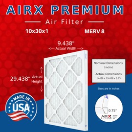 AIRX FILTERS WICKED CLEAN AIR. 10x30x1 Air Filter MERV 8 Electrostatic Pleated Air Conditioner Filter 6 Pack HVAC AC Furnace Filters