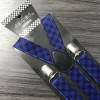 COOOL Royal Blue Plaid Checker Suspender for Adults Men Women
