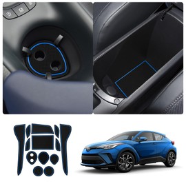 2018-2022 Toyoat CHR Center Console Liners Mats Cup Holder Inserts Mats Non-Slip Center 2022 CHR Console Shifter Liner Trim Mats Anti-dust Door Pocket Liners Interior Accessories 13 PCS(Blue)