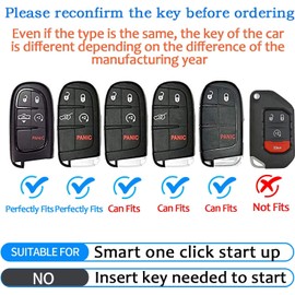 Sindeda for car Key fob Cover with Leather Keychain Soft TPU Full Cover Protection,for Grand Cherokee Renegade Chrysler 200 300 Dodge RAM Durango Challenger Dart Fiat Key Fob Shell (Blue)