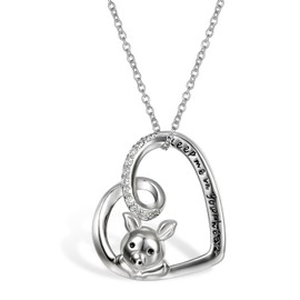 Aroncent 925 Sterling Silver Keep me in Your Heart Cubic Zirconia Necklace Love Pig Pendant for Women