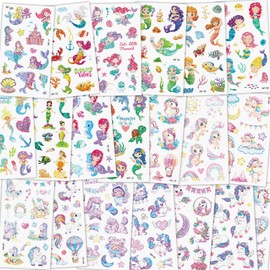 ACWOO Glitter Tattoo Set Children, 20 Sheets Tattoo Children Girls, Waterproof Temporary Tattoos Stickers Girls, Glitter Tattoos Children's Set Girls Party Bag Children's Birthday Party Bag (Unicorn +