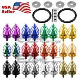 Black-Spike Spiked Quick Release Fasteners for Car Bumpers Trunk Fender Hatch Lids Kit