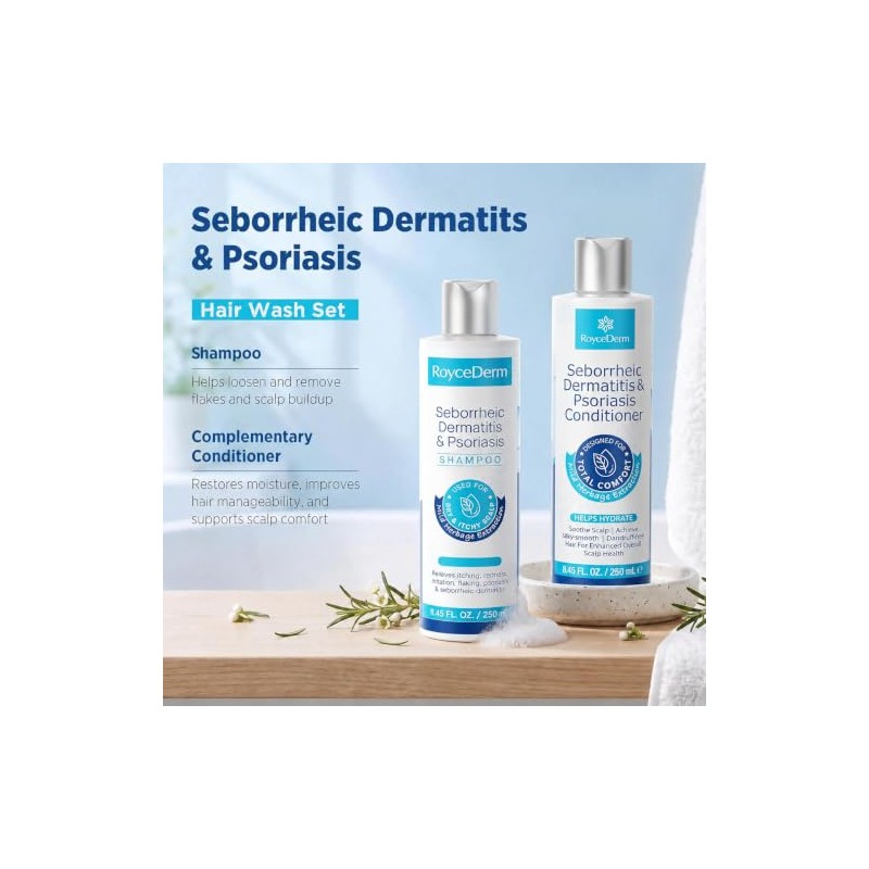 Roycederm Seborrheic Scalp Care Shampoo and Conditioner Set, Gentle Cleansing