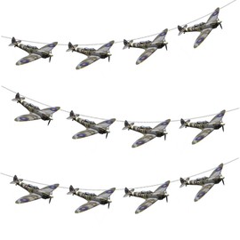 AK Giftshop Spitfire Aircraft Army Military Bunting D Day Party Decorations - 12pcs / 2.5m Ribbon