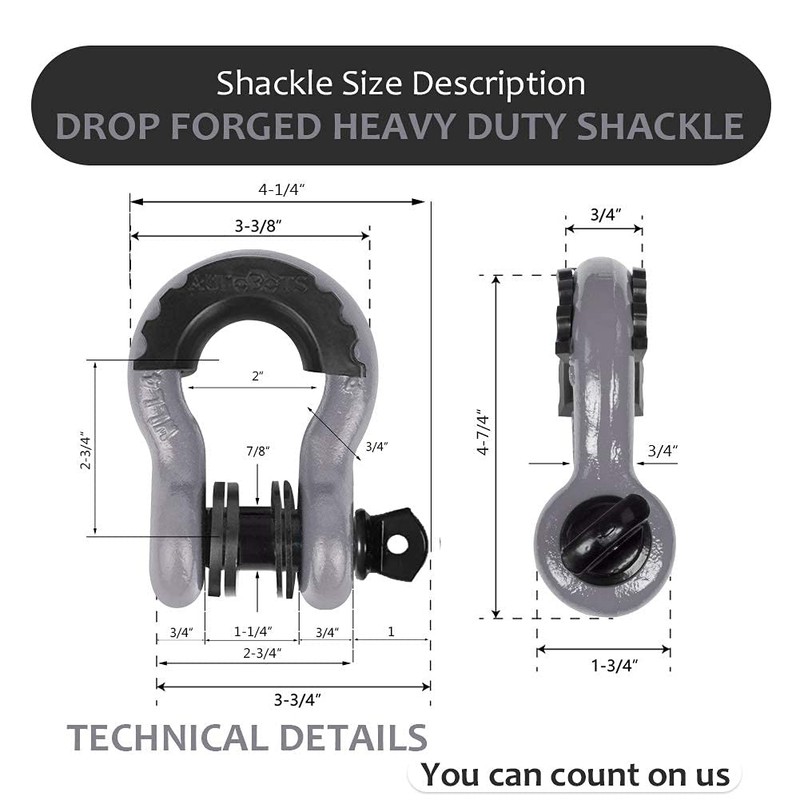 AUTOBOTS Shackles 3/4" (2 Pack), D Ring Shackle 45,000Ib Max