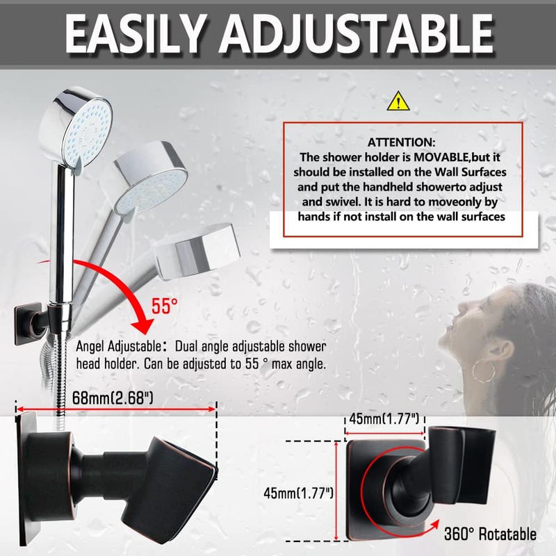 Shower Head Holder Adjustable Handheld Shower Head Bracket Adhesive Shower