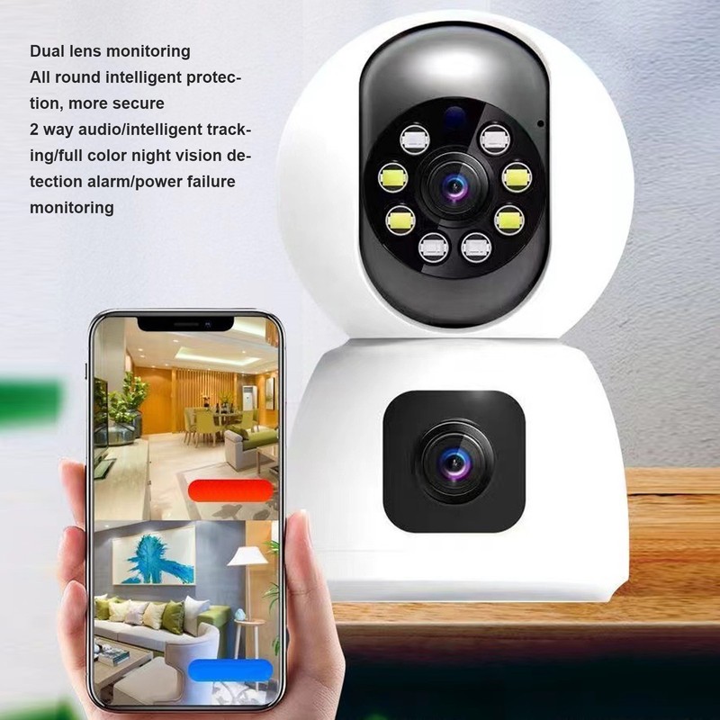 WiFi Dual Lens Security Camera HD Wireless Home Camera with