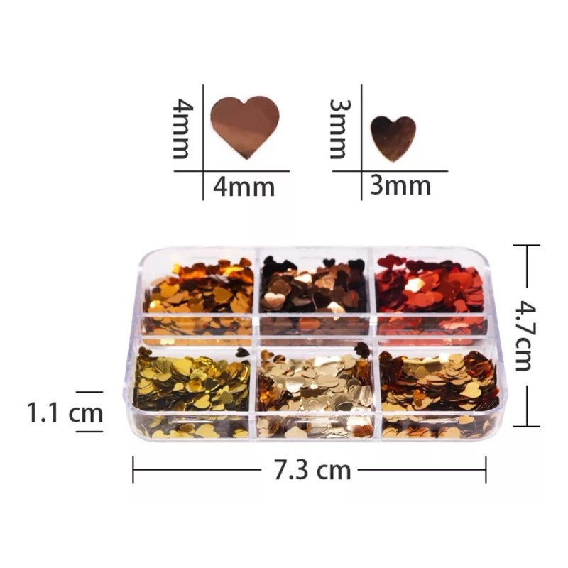 FUMIHIT 6 Rejillas 3d Corazón Arte De Uñas Calcomanías Con