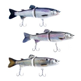 OYSTERBOY 3Pcs 7 inches Fishing Lures for Freshwater and Saltwater, Lifelike Swimbait for Bass Trout Shad Kokanee Crappie, Slow Sinking Built-in Rattle, Amazing Fishing Gifts for Anglers and Family