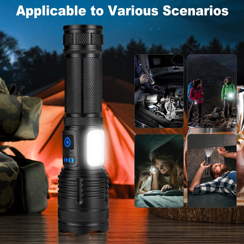 KINGCAESAR 3 Pack Rechargeable Flashlights 990000 High Lumen, Ultra Bright