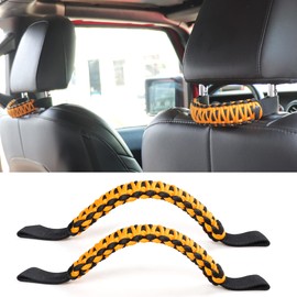 RERPRO Paracord Front Headrest Grab Handles for Auto Car Trucks SUV Off Road UTV Back Seat Handle for Jeep Wrangler Gladiator Ford Bronco Toyota Tacoma 2 Pack Classic Yellow