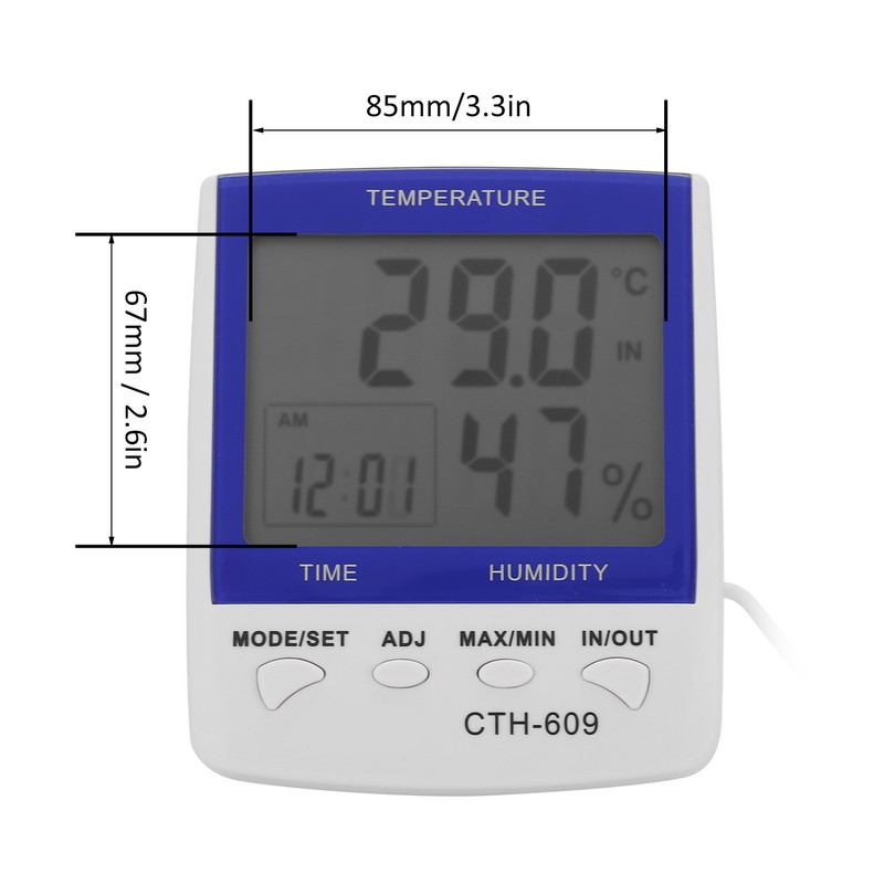CTH‑609 Digital Thermometer Hygrometer Wall Mounted Temperature Humidity Meter for