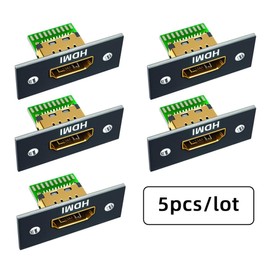 chenyang 5 Pack HDMI DIY Connector, HDMI 2.1 8K 19 Pin Gold-Plated Female Connector Repair Replacement Soldering Adapter with Screw Hole for Panel Mounting
