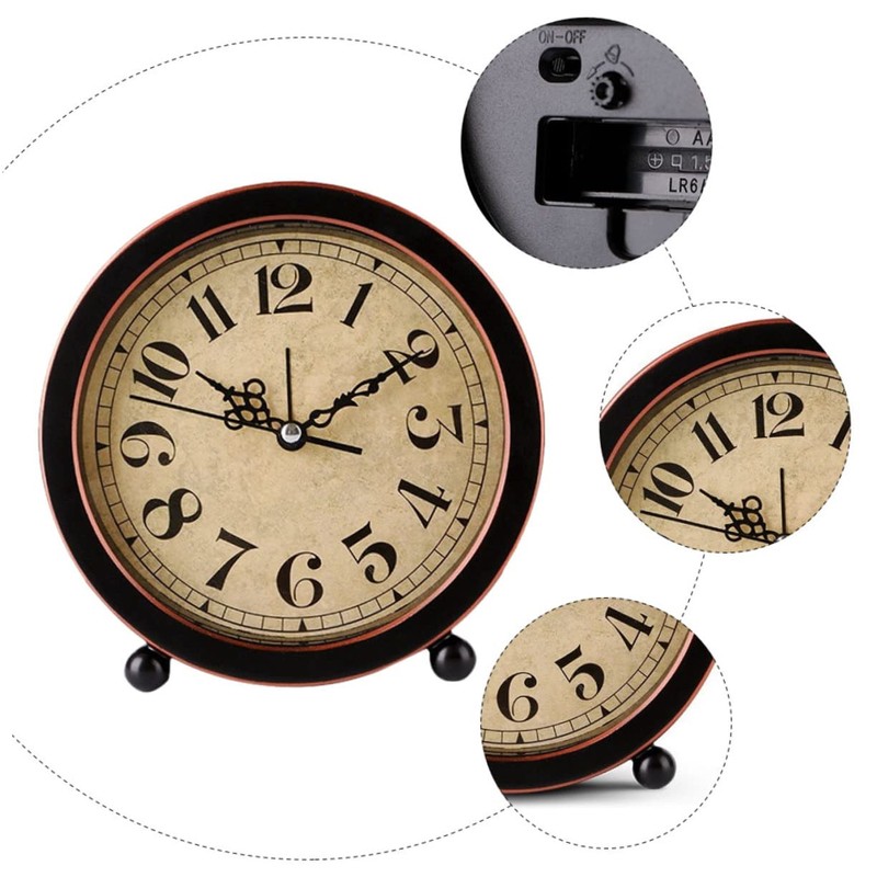 MAGICLULU Vintage Alarm Clock Silent Retro Tabletop Clock for Home