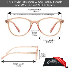 proSPORT Multifocal Progressive 3 Magnifications in 1 Lens No Line Round Computer Reading Glasses for Men & Women +1.50 Crystal Pink Frame