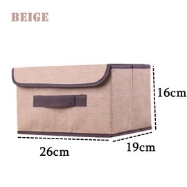 NCRGB Pack of 6 Fabric Foldable Storage Boxes with Lid, 26 x 19 x 16 cm, Fabric Storage Container with Lid, Wardrobe Organiser for Clothes Storage, Room Organisation, Beige