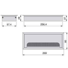Emuca - Rectangular Cable Cover 269x80mm (10,6x 3,14 inch) for Desk/Table, Cable Organizer for Furniture, Matte Anodized Aluminium