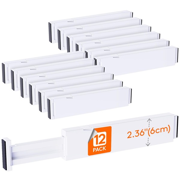 Lifewit 12 Pack Kitchen Drawer Dividers 2.36" High, 11"-17" Adjustable