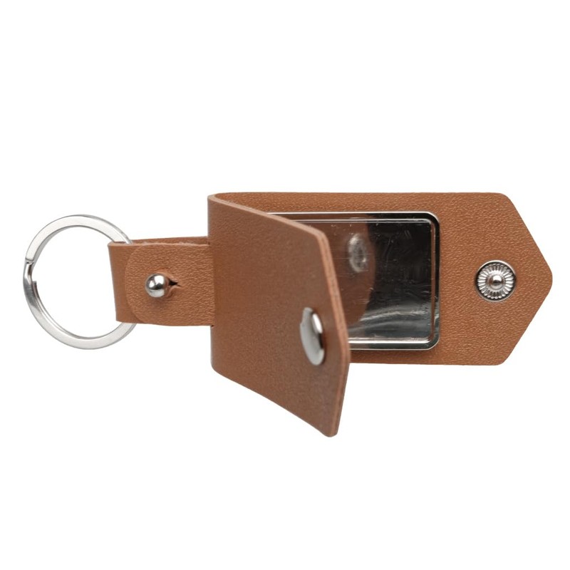 PU Tan Leather Blank Photo Fob Keyring Picture Keychain Frame