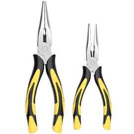 Premium Long Needle Nose Pliers-6''&8'', Paper Clamp Precision, High Carbon Steel, Soft Grip with Wire Cutter, Long Nose Cutting Pliers for Home, Fishing, Jewelry, Crafts,2pcs