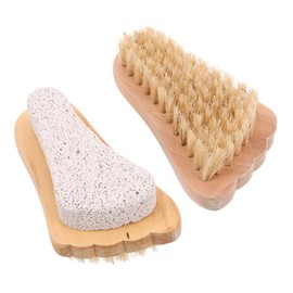Beavorty Wooden Hand Brush Pumice Stone Foot Exfoliator for Dry Skin Removal and Callus Treatment