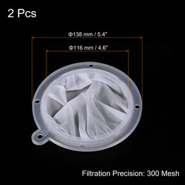 PATIKIL 5.4" O.D. Food Filter Strainer, 2 Pack 300 Mesh Kitchen Mesh Filters Strainers Fine Mesh Sieve for Juice, Coffee, Soy Milk Filtration, White