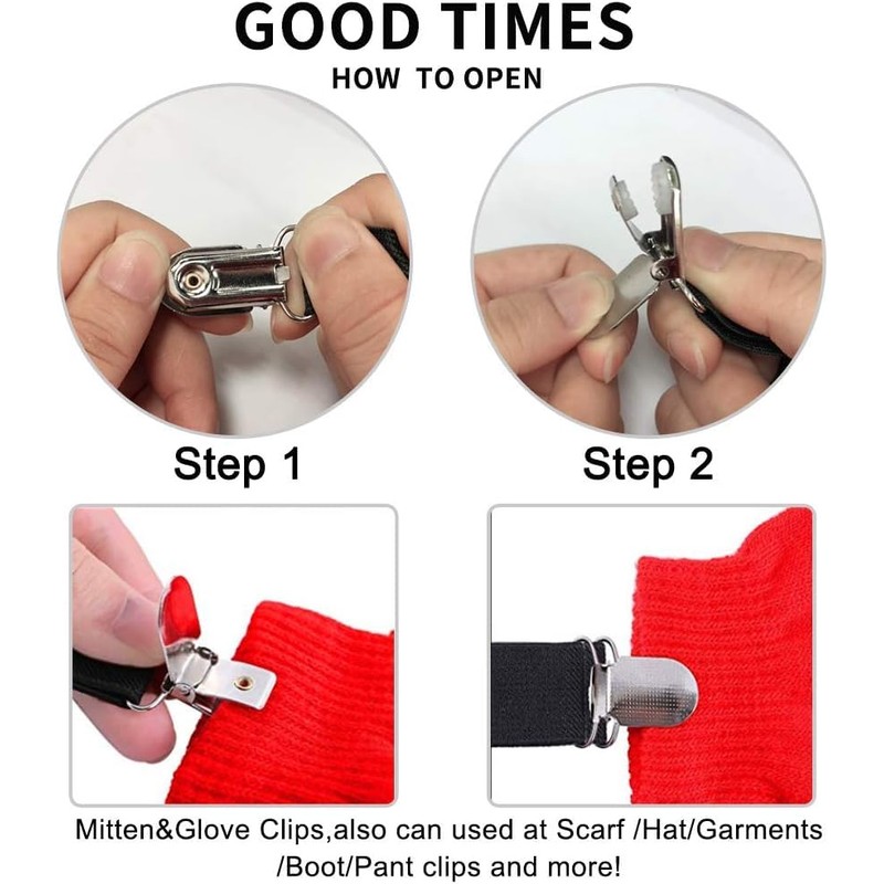 Adjustable Mitten Clips, Elastic Winter Glove Clips Dress Hat Coats